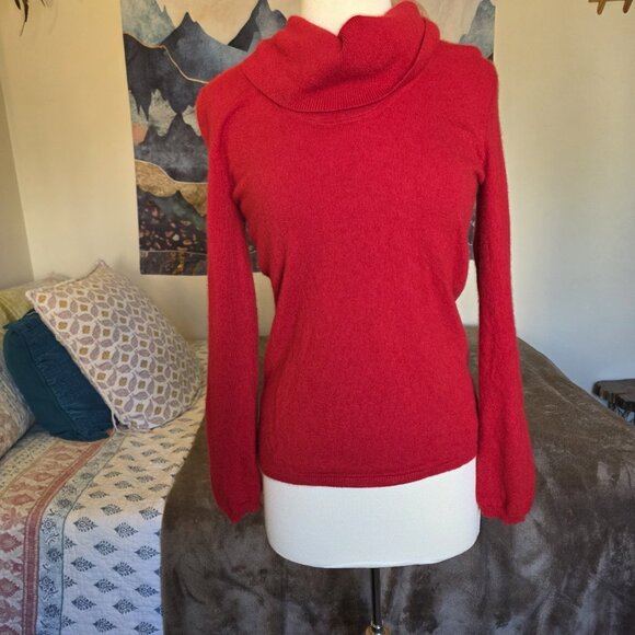 Charter Club 2-Ply 100% Cashmere Cowl Neck Red Sweater Size Medium Long Sleeve - Picture 2 of 14